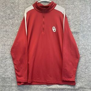 ANTIGUA Oklahoma Sooners Pullover Men's XXL Red 1/2 Zip White OU Logo LS Jacket